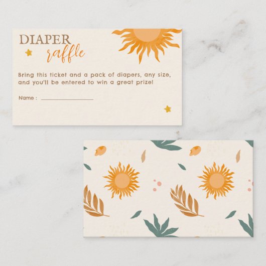 Little ray of sunshine Luier Raffle Baby shower Informatiekaartje (Voorkant / Achterkant)