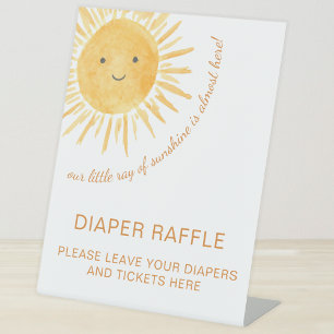 Little Ray Of Sunshine Luier Raffle Baby shower Reclamebord Met Voetstuk