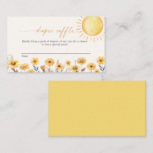 Little Ray of Sunshine Luier Raffle Kaart (Voorkant / Achterkant)