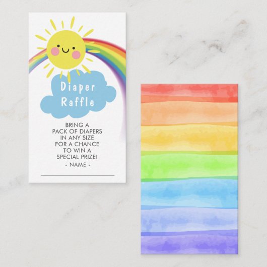 Little Ray of Sunshine Luier Raffle Ticket Informatiekaartje (Voorkant / Achterkant)