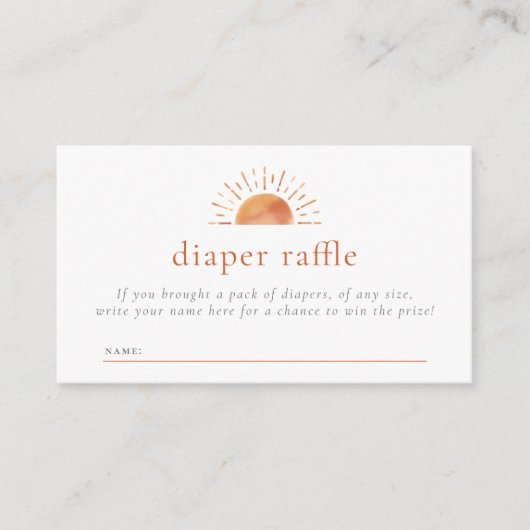 Little Ray of Sunshine Luier Raffle Ticket Informatiekaartje (Voorkant)