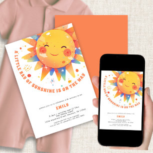 Little Ray of Sunshine Retro Baby shower Kaart