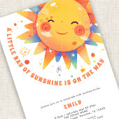 Little Ray of Sunshine Retro Baby shower Kaart