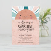 Little Ray Of Sunshine Roze Baby shower Kaart (Staand voorkant)