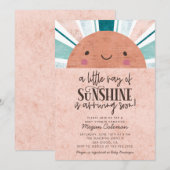 Little Ray Of Sunshine Roze Baby shower Kaart (Voorkant / Achterkant)