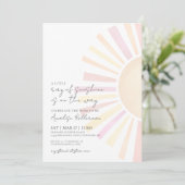 Little Ray Of Sunshine Roze Baby shower Kaart (Staand voorkant)