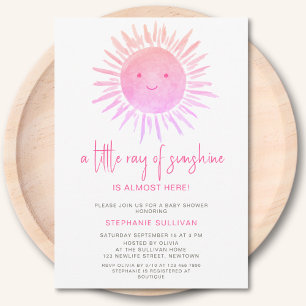 Little Ray of Sunshine Roze Baby shower Kaart