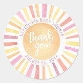 Little Ray Of Sunshine Roze Zon Baby shower Ronde Sticker (Voorkant)