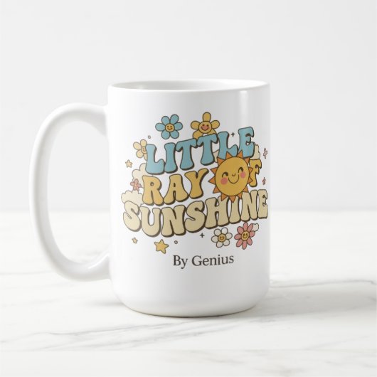 Little Ray of Sunshine T-Shirt, Groovy Retro 70s C Koffiemok (Links)