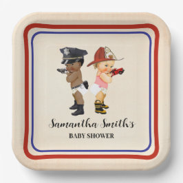 Little Recruit on the Way Baby Shower Cream Red Papieren Bordje