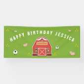 Little Red Barn Boerderij Happy Birthday Spandoek (Horizontaal)