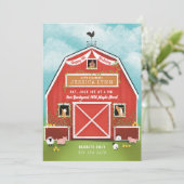 Little Red Barn Boerderij Verjaardagsfeestje Kaart (Staand voorkant)