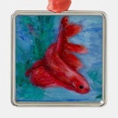 Little Red Betta Fish Metalen Ornament (Voorkant)