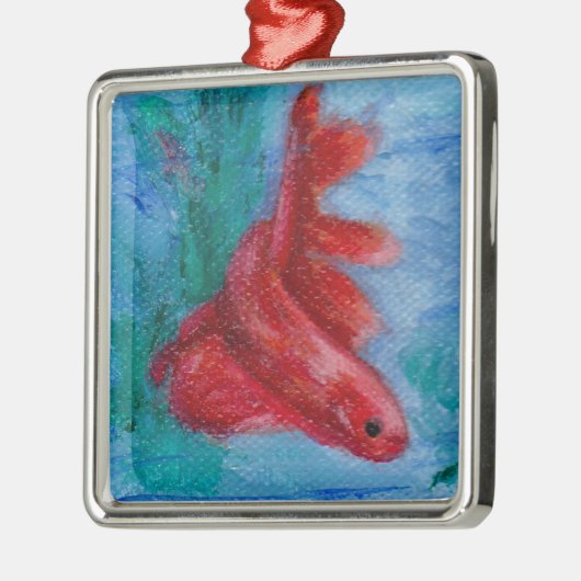 Little Red Betta Fish Metalen Ornament (Links)