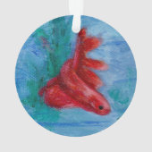 Little Red Betta Fish Ornament (achterkant)