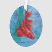 Little Red Betta Fish Ornament (voorkant)