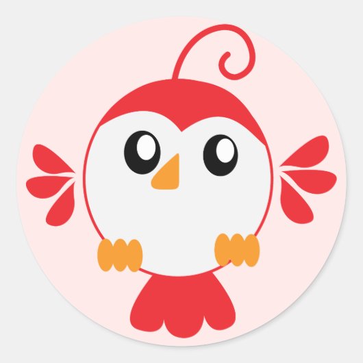 Little Red Bird Ronde Sticker (Voorkant)