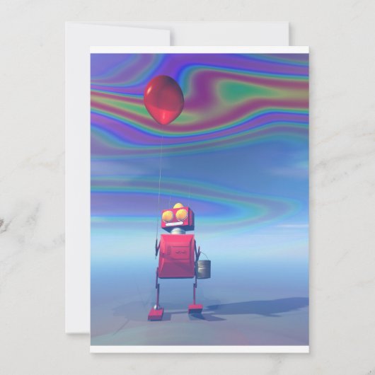 Little Red Birthday Robot 2 Uitnodiging (Voorkant)