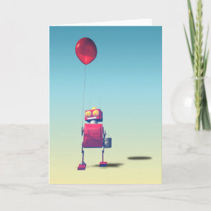 Little Red Birthday Robot 3 Kaart