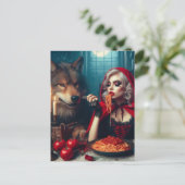 Little Red Blonde Hair Dark Fantasy Briefkaart (Staand voorkant)