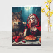 Little Red Blonde Hair Dark Fantasy Verjaardag Kaart (Gele Bloem)