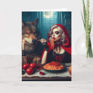 Little Red Blonde Hair Dark Fantasy Verjaardag Kaart