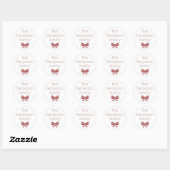 Little Red Bow | Aangepaste familienaam Kerstmis Ronde Sticker (Vel)