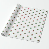 Little Red Bow en Green Mistletoe-kerstcadeau Cadeaupapier (Uitgerold)