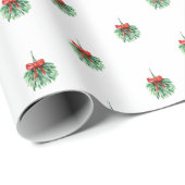 Little Red Bow en Green Mistletoe-kerstcadeau Cadeaupapier (Rol Hoek)