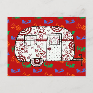 Little Red Camper Christmas briefkaart