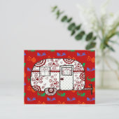 Little Red Camper Christmas briefkaart (Staand voorkant)