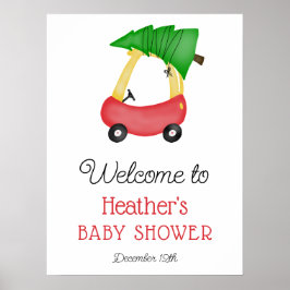 Little Red Car Tree Baby shower Welkomstbord Poster