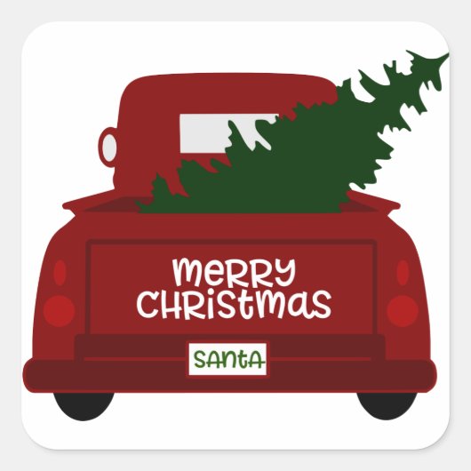 Little Red Christmas Tree Truck Stickers (Voorkant)