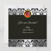 LITTLE RED CLOWN, Black White Damask Silver Metal Kaart (Achterkant)