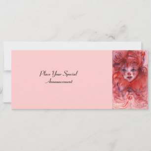 LITTLE RED CLOWN Pink Birthday Party Invitation Kaart