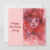 LITTLE RED CLOWN Pink Birthday Party Invitation Kaart (Achterkant)