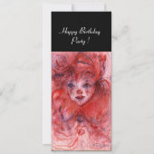 LITTLE RED CLOWN, Pink Black Birthday Party Invite Kaart (Achterkant)