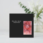 LITTLE RED CLOWN, Pink Black Birthday Party Invite Kaart (Staand voorkant)
