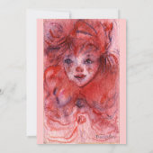 LITTLE RED CLOWN, Pink Black Birthday Party Invite Kaart (Achterkant)