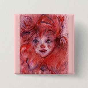 LITTLE RED CLOWN VIERKANTE BUTTON 5,1 CM