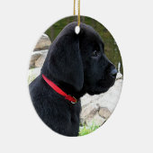 Little Red Collar - Black Lab Puppy - Labrador Keramisch Ornament (Rechts)