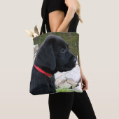 Little Red Collar - Black Lab Puppy - Labrador Tote Bag (Dichtbij)