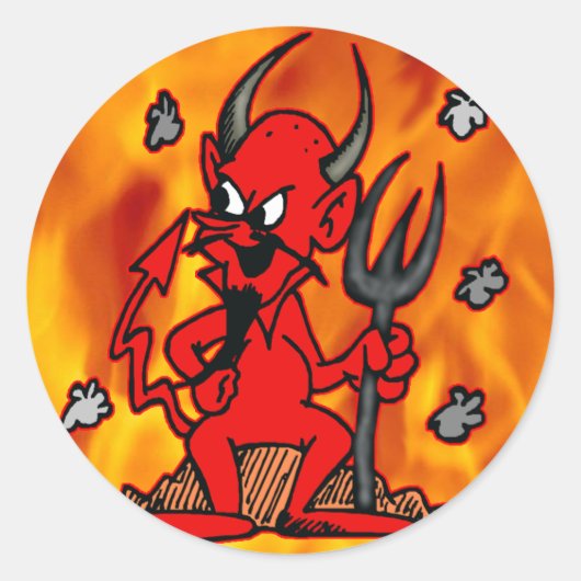 Little Red Devil Ronde Sticker (Voorkant)