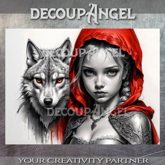 Little Red en de Wolf #1 Decoupage Tissuepapier