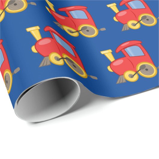 Little Red Engine Design Wrapping Paper Roll Cadeaupapier (Rol Hoek)