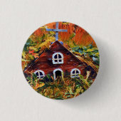 Little Red Fairy House Ronde Button 3,2 Cm (Voorkant)