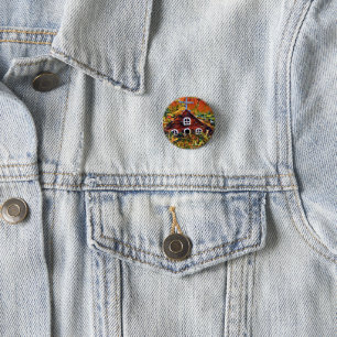 Little Red Fairy House Ronde Button 3,2 Cm