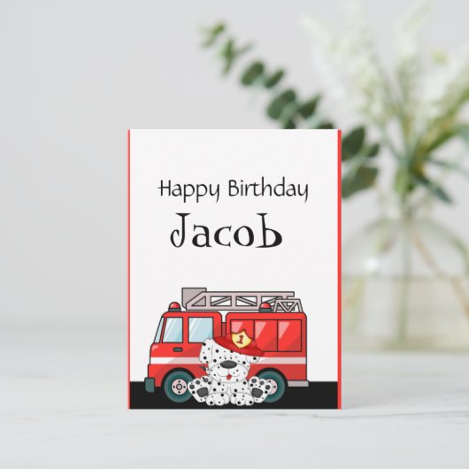Little Red Fire Truck Birthday Briefkaart (Staand voorkant)