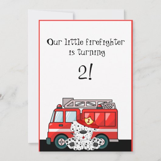 Little Red Fire Truck, Dalmatian Birthday Kaart (Voorkant)