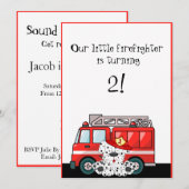 Little Red Fire Truck, Dalmatian Birthday Kaart (Voorkant / Achterkant)